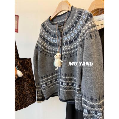 颜色都太美啦费尔岛溜肩毛衣外套