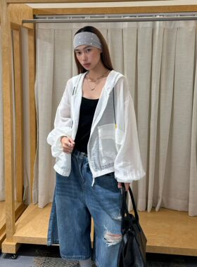 LKTOP2026春夏新款连帽防晒衣女宽松休闲百搭薄款外套