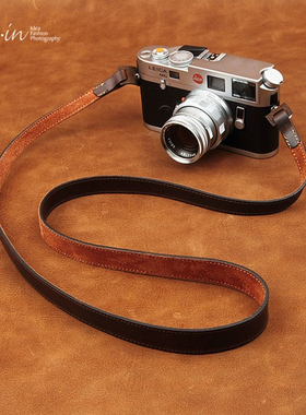 camin 相机背带牛皮单反真皮挂绳复古文艺数码挂脖微单摄影肩带