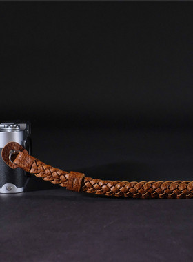 cam-in 相机手腕带复古文艺编织牛皮挂带单反挂绳数码微单手绳