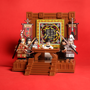 古代士兵中国积木人仔唐朝十二李白唐代不良人右骁卫旅贲拼装玩具