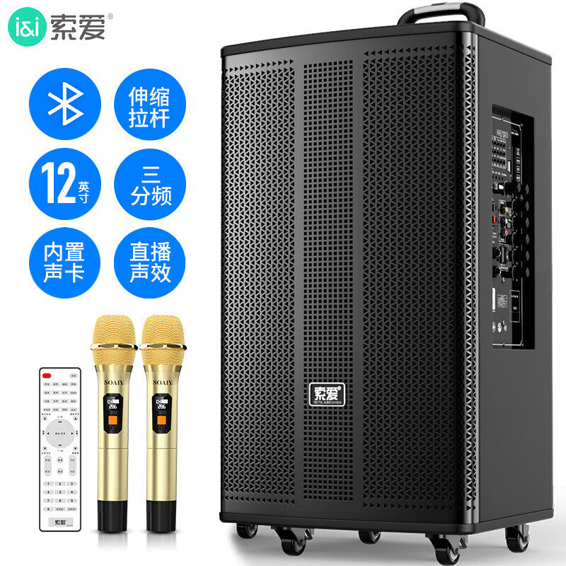 索爱SA-F95户外三分频音箱广场舞音响蓝牙T55大功率直播声卡演出