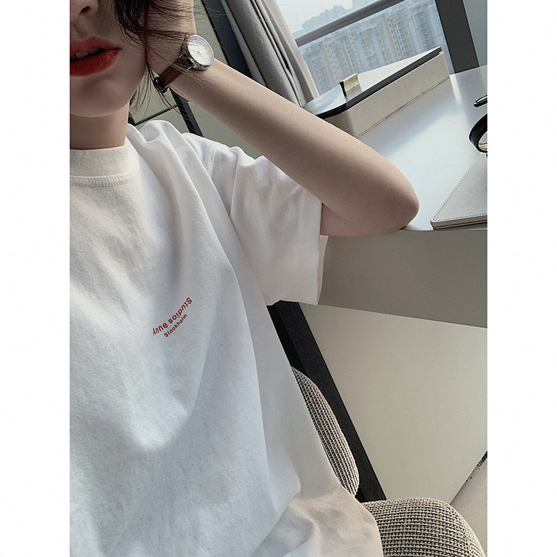 White t-shirts Short sleeved 2021 Spring and summer letter Easy Versatile pure cotton Korean Edition ins Super fire jacket tidein the Women's clothing/Boutique , T-shirt  category - from Buy2taobao.com to provide professional Taobao agent buy service