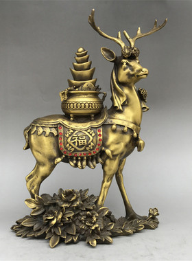 黄铜鹿摆件铜梅花鹿家居金属工艺品金属办公室新款上市开业包邮