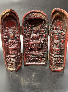 树脂三开盒西方三圣古玩杂项仿古工艺品 摆件