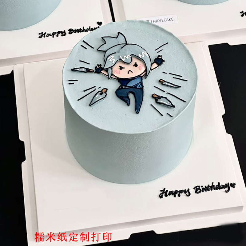 卡通动漫无畏契约糯米纸生日蛋糕装饰糖纸烘焙用纸定制打印包邮