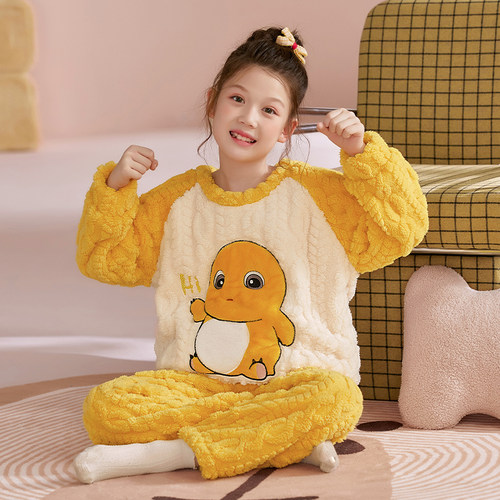 加厚女孩家居服睡衣套装公主亲子