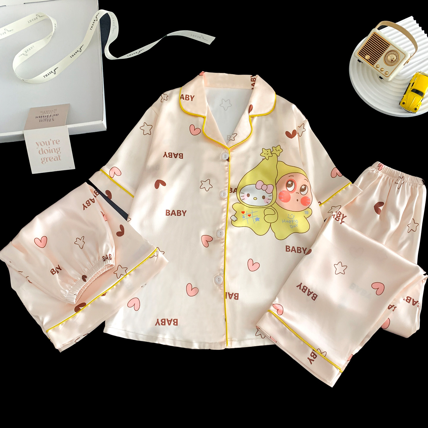 冰丝儿童睡衣夏季薄款2026新款女童春秋小女孩三件套装家居服夏天