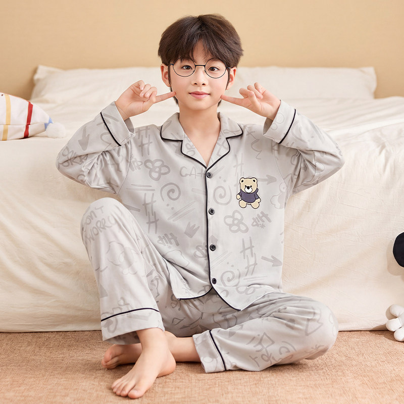 春秋男童睡衣卡通纯棉男孩长袖