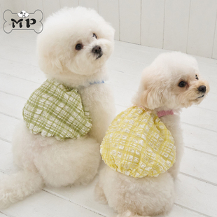 『Memory Pet』韩国bennys宠物夏季凉爽泡泡纱格纹气球型吊带上衣