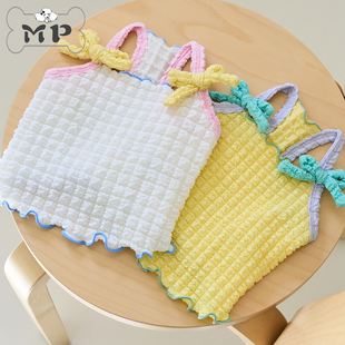 『Memory Pet』韩国bennys宠物春夏马卡龙拼色华夫格透气吊带上衣