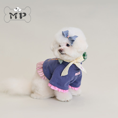 韩代宠物宽松印花花边上衣发夹