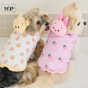 『Memory Pet』韩国bennys宠物冬季小猪小熊毛绒围巾+棉背心套装