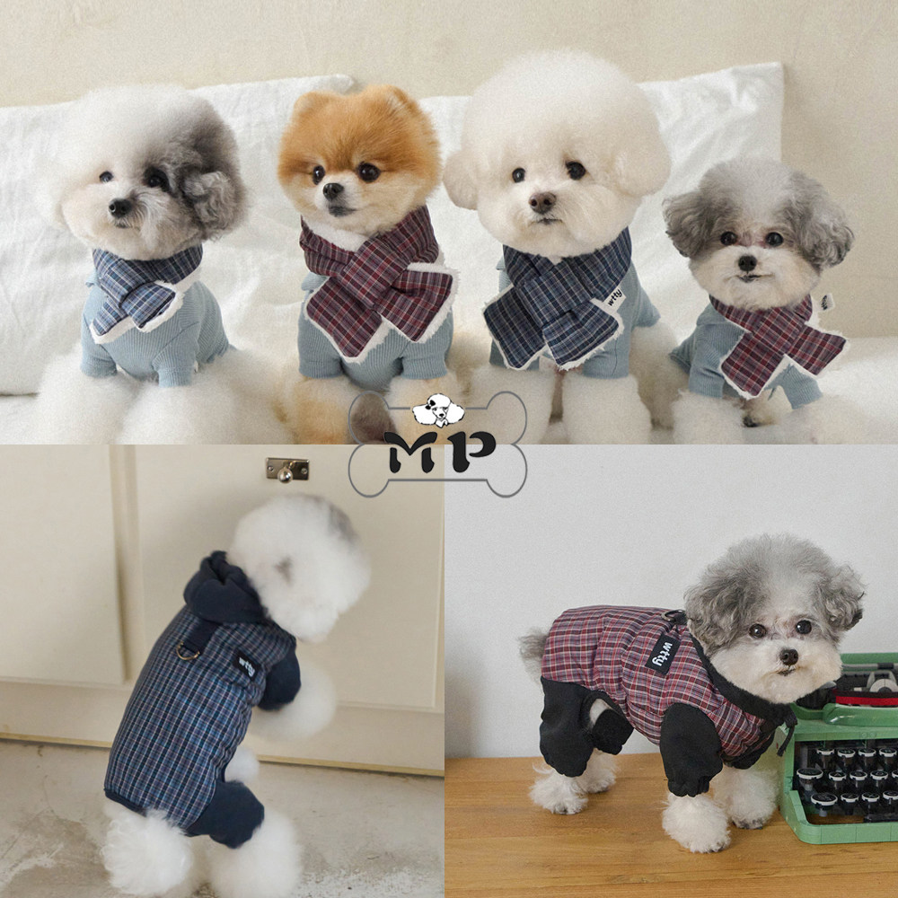 韩代宠物冬季假两件四脚衣/围巾