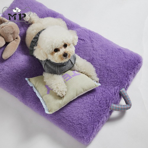 韩代宠物羊驼毛鹅绒可折叠紫垫子