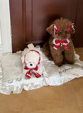 『Memory Pet』韩国代购taktak宠物名字定制白色缎面荷叶边垫子