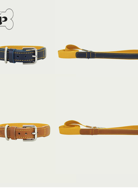 『Memory Pet』韩国代购Gope宠物植物鞣制皮革织带黄色项圈牵引绳