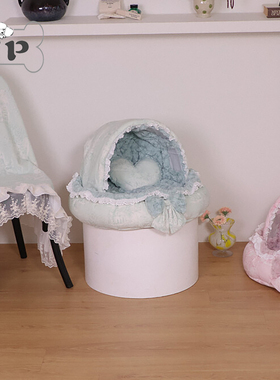 『Memory Pet』韩国Cheriepaws宠物爱心毛绒蝴蝶结猫狗窝套装毯子