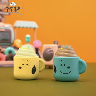 部分现货~韩国parisdog宠物狗史努比下午茶咖啡乳胶发声玩具