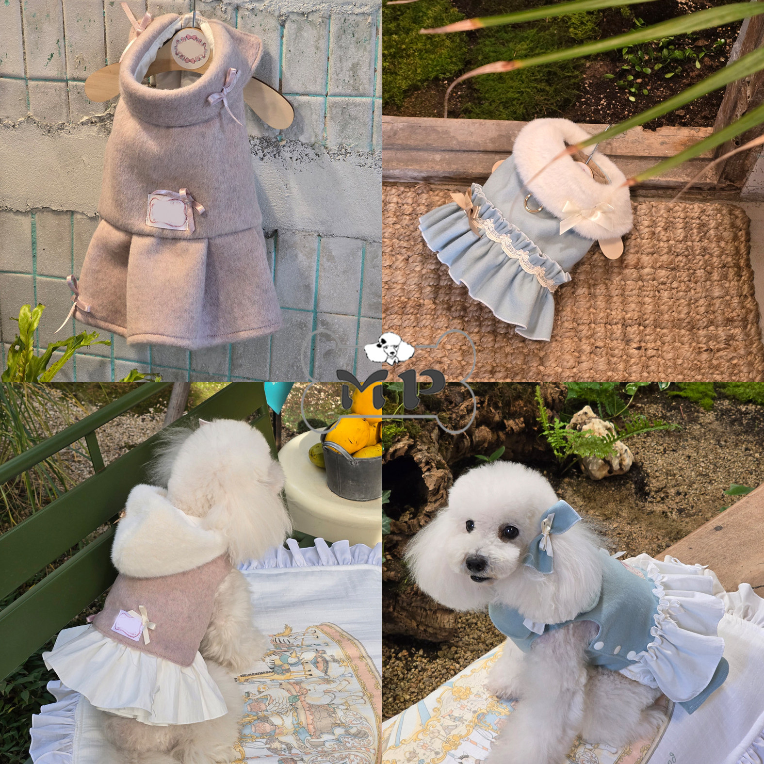 韩代宠物毛绒翻领外套连衣裙胸背