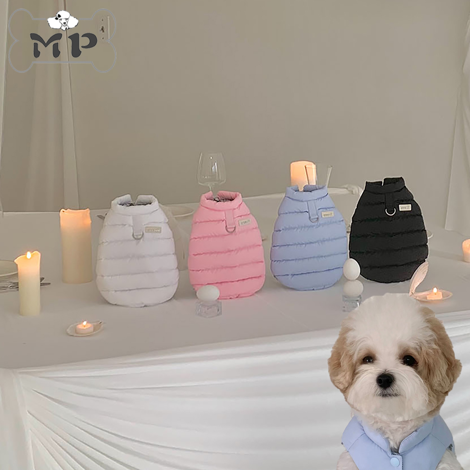 韩代宠物冬季保暖可牵引马甲外套