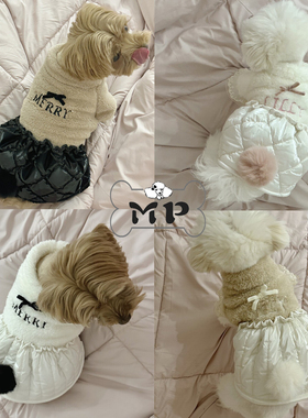 『Memory Pet』韩国comely宠物名字定制摇粒绒蕾丝光泽绗缝连衣裙