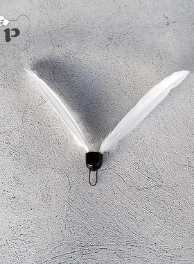 现货~韩国进口宠物猫咪趣味白色羽毛旋转逗猫棒替换头玩具