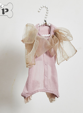 『Memory Pet』韩国louisdog秋季宠物网纱粉紫色蕾丝短袖四脚衣