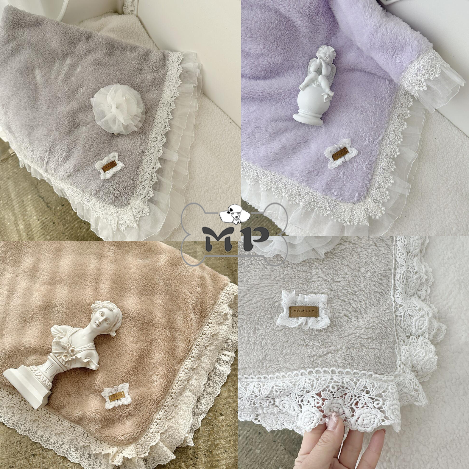 韩代宠物蕾丝边双面用毛茸茸毛毯