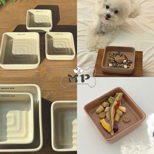 bridge新品 韩国代购 Pet 宠物拿铁抹茶稳定方形陶瓷碗 Memory