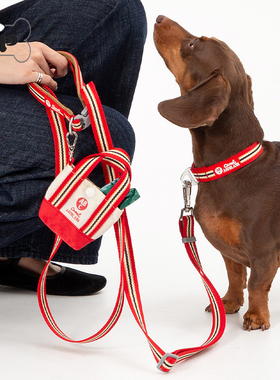 『Memory Pet』韩国andblank宠物红色条纹项圈牵引绳拾便袋妈咪包