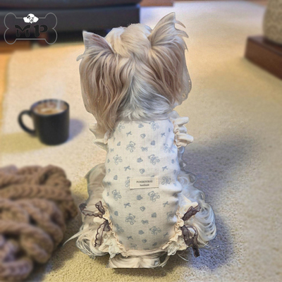 韩代宠物蕾丝花边蝴蝶结熊挂腿裤