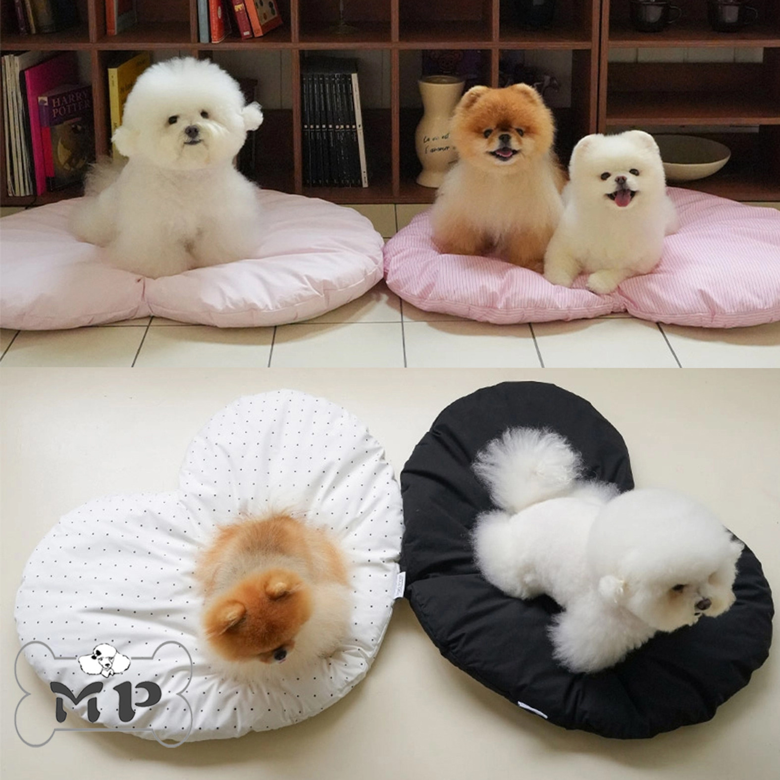 韩代正品宠物爱心波点条纹垫子