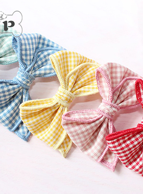 『Memory Pet』韩国sweetbombom宠物碎发格纹彩色蝴蝶结发夹头饰