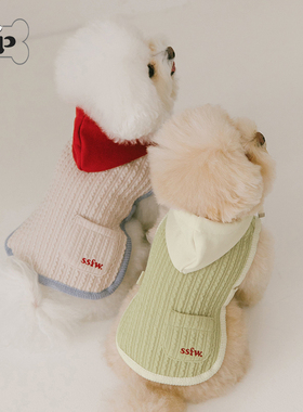 『Memory Pet』韩国代购ssfw宠物字母刺绣连帽斗篷麻花针织上衣