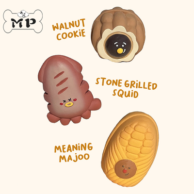 核桃鱿鱼馒头乳胶发声玩具