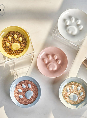 部分现货~韩国UIL&PET宠物猫狗可爱脚掌慢食碗陶瓷碗餐桌