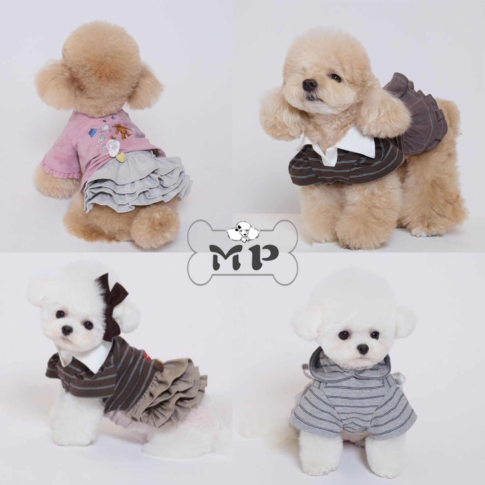 韩代宠物荷叶边裙子条纹上衣