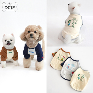 『Memory Pet』韩国parisdog宠物史努比漫画印花舒适英伦插肩T恤
