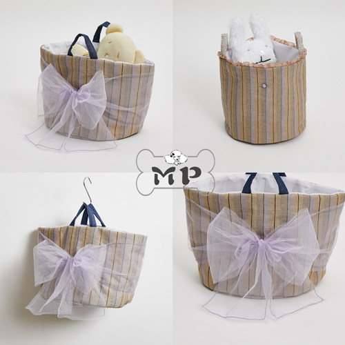 韩代宠物蕾丝蝴蝶结玩具收纳篮