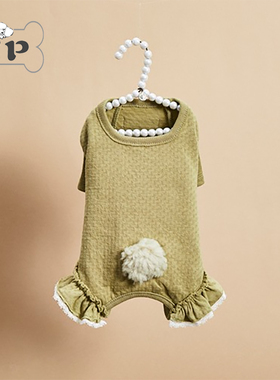 『Memory Pet』韩国louisdog宠物棉质纯色荷叶边兔尾居家打底衫