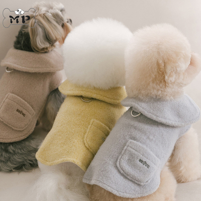 韩代宠物冬季保暖毛绒可牵引披风