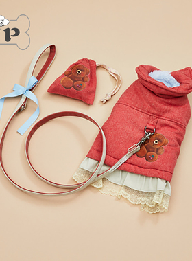 『Memory Pet』韩国louisdog宠物泰迪熊可牵引外套牵引绳拾便包