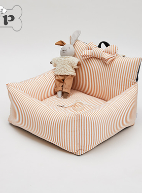 『Memory Pet』韩国代购louisdog宠物橙色条纹蝴蝶结窝窝车载座椅