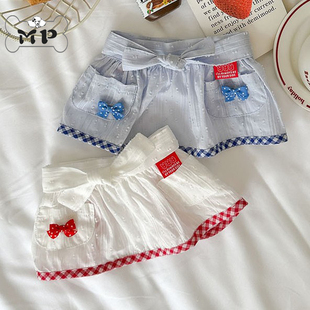 『Memory Pet』韩国代购rollingpepe宠物蝴蝶结格纹裙子半身围裙