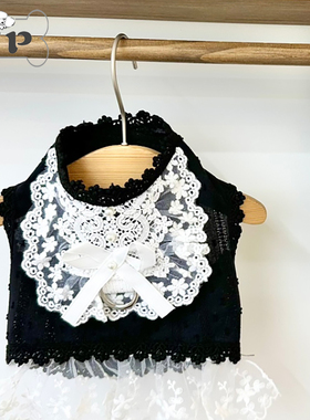 『Memory Pet』韩国代购zoobico宠物镂空黑色蕾丝花朵魔术贴胸背