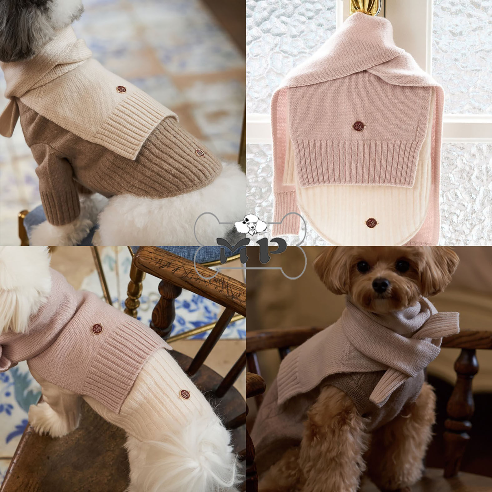 『Memory Pet』韩国宠物保暖100%羊绒优雅针织护颈披肩围巾开衫