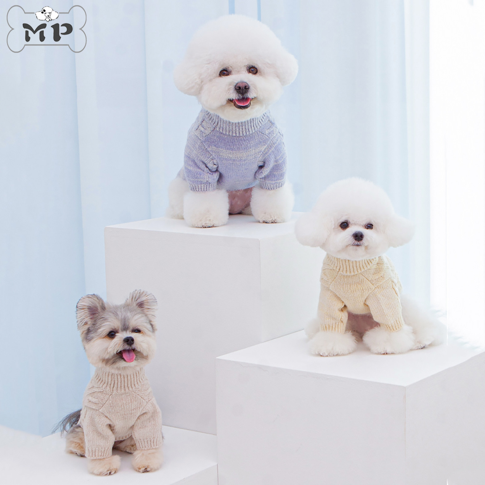 韩代宠物麻花纹保暖秋冬高领毛衣