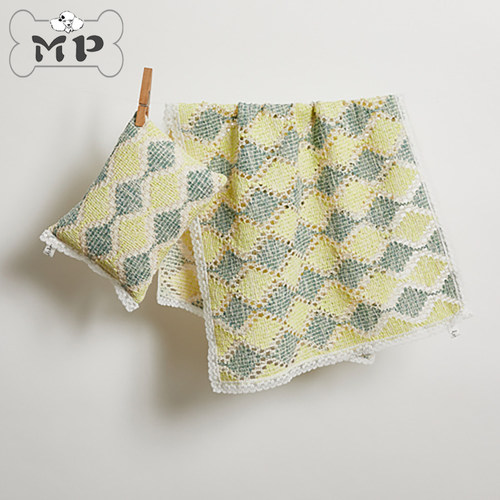 韩代宠物LD编织格纹镂空枕头毯子