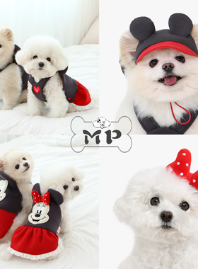 『Memory Pet』韩国itsdog宠物春秋可爱米奇米妮蝴蝶结上衣连衣裙